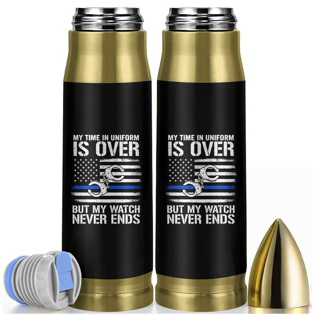 Police Retirement Bullet Tumbler Handcuffs US Flag Retired Police Graphic