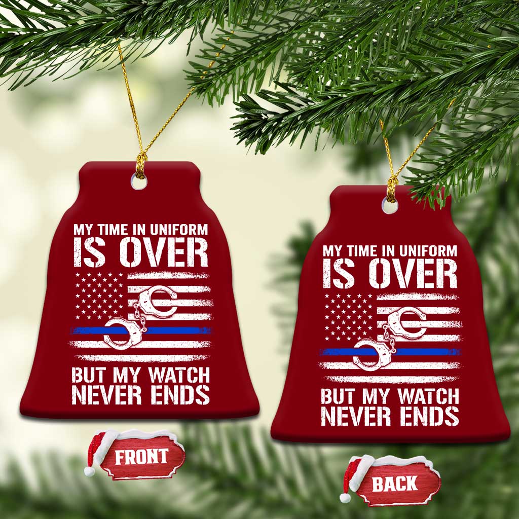 Police Retirement Ceramic Ornament Handcuffs US Flag Retired Police Graphic
