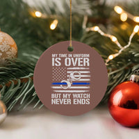 Police Retirement Ceramic Ornament Handcuffs US Flag Retired Police Graphic