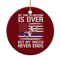 Police Retirement Ceramic Ornament Handcuffs US Flag Retired Police Graphic