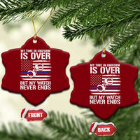 Police Retirement Ceramic Ornament Handcuffs US Flag Retired Police Graphic