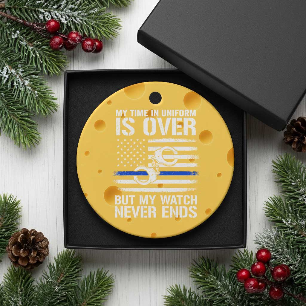 Police Retirement Ceramic Ornament Handcuffs US Flag Retired Police Graphic