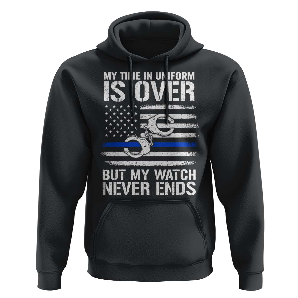 Police Retirement Hoodie Handcuffs US Flag Retired Police Graphic