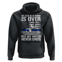 Police Retirement Hoodie Handcuffs US Flag Retired Police Graphic