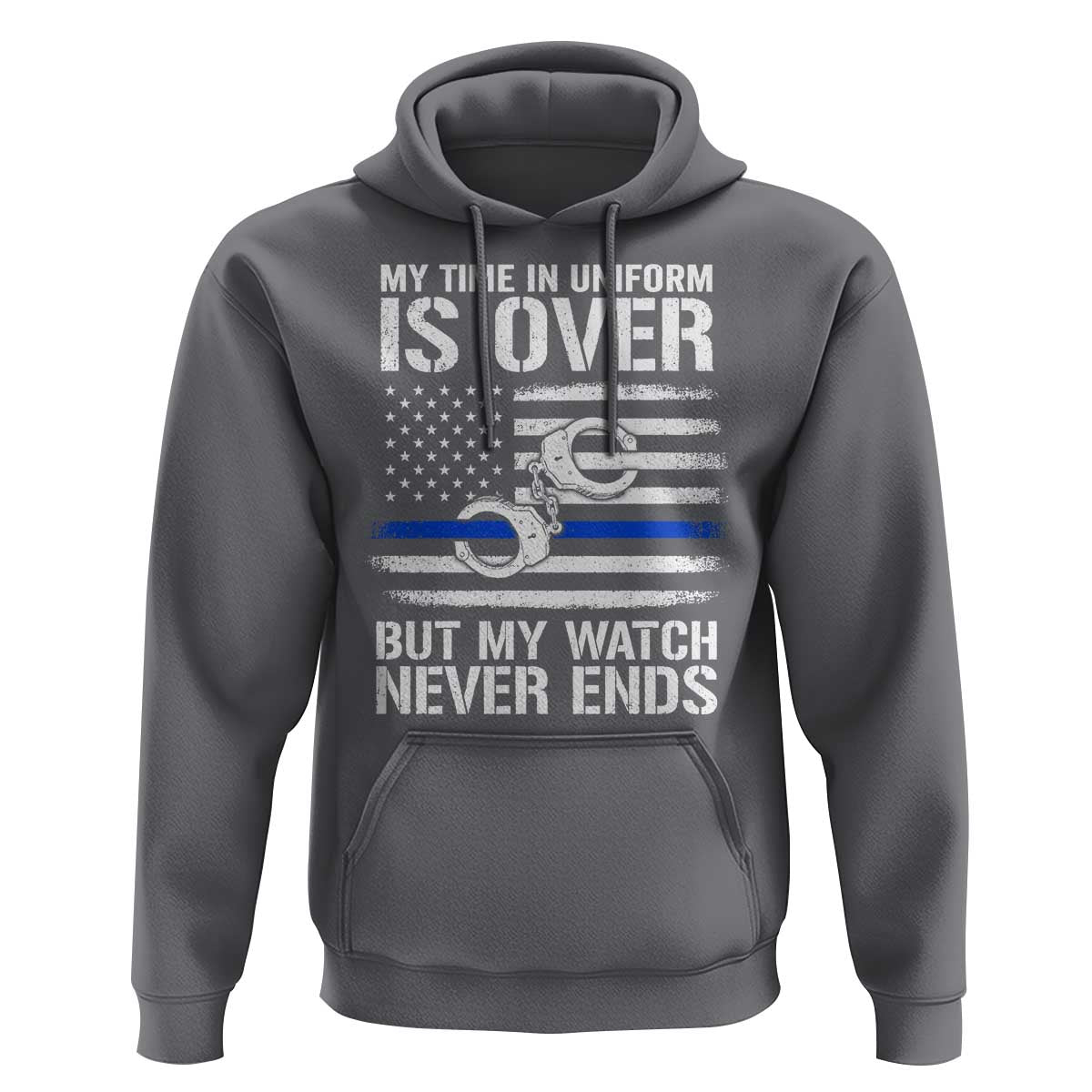 Police Retirement Hoodie Handcuffs US Flag Retired Police Graphic