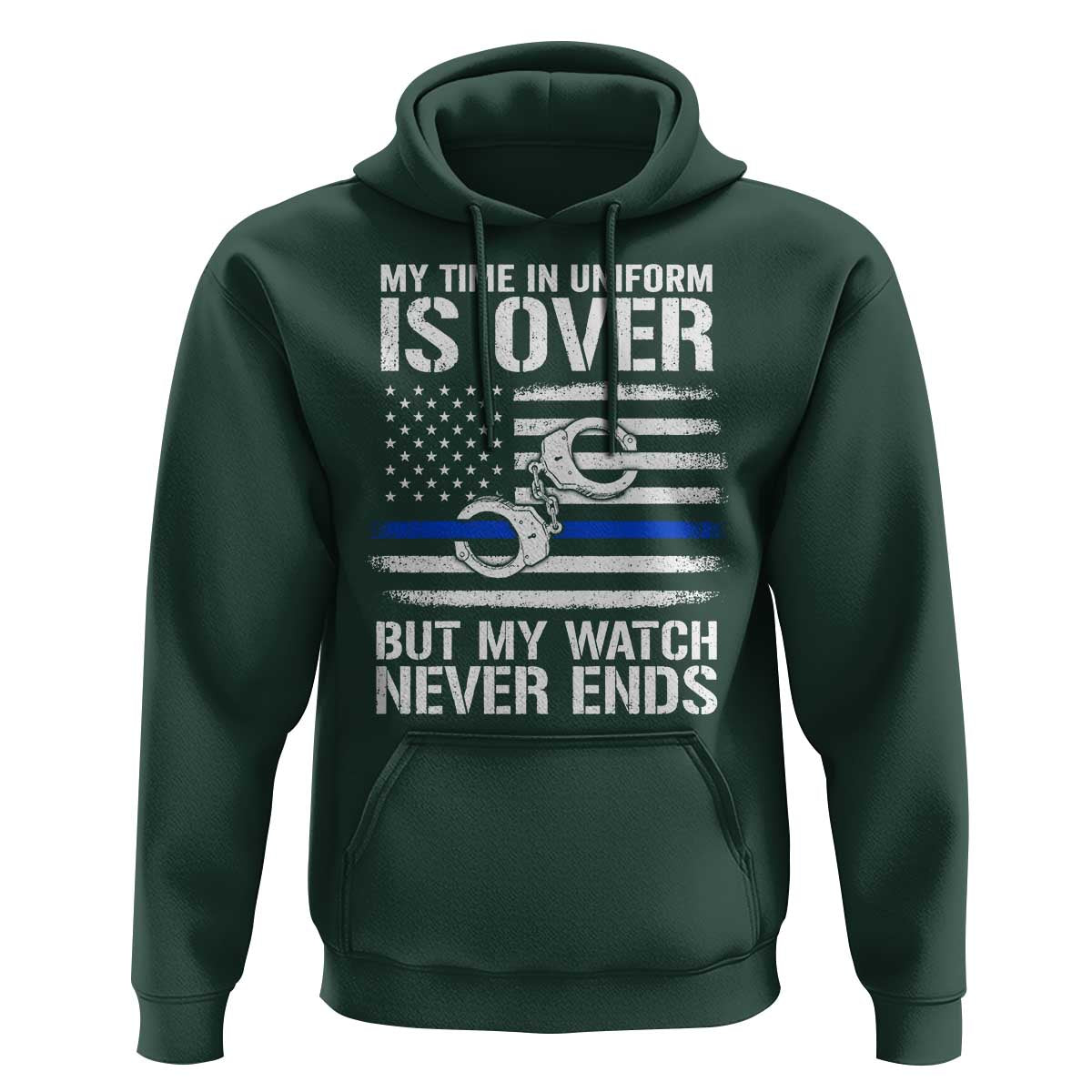 Police Retirement Hoodie Handcuffs US Flag Retired Police Graphic