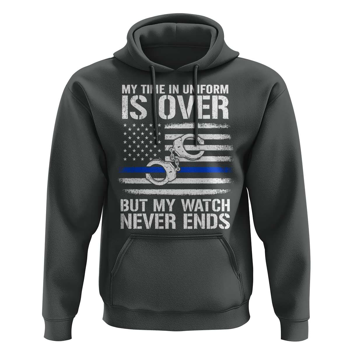 Police Retirement Hoodie Handcuffs US Flag Retired Police Graphic