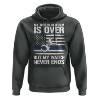 Police Retirement Hoodie Handcuffs US Flag Retired Police Graphic