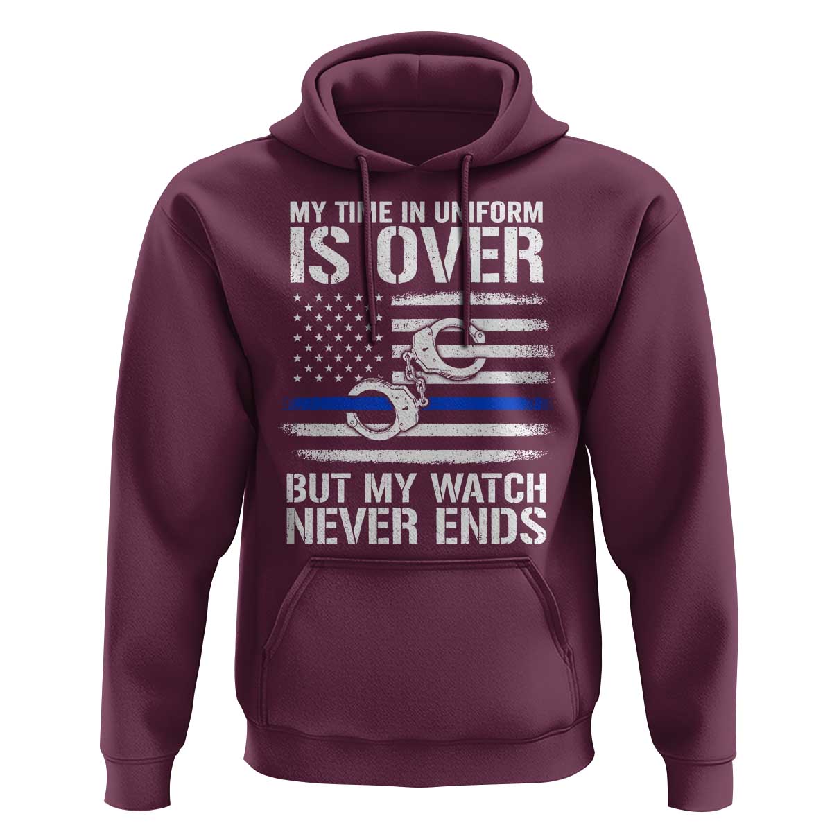 Police Retirement Hoodie Handcuffs US Flag Retired Police Graphic