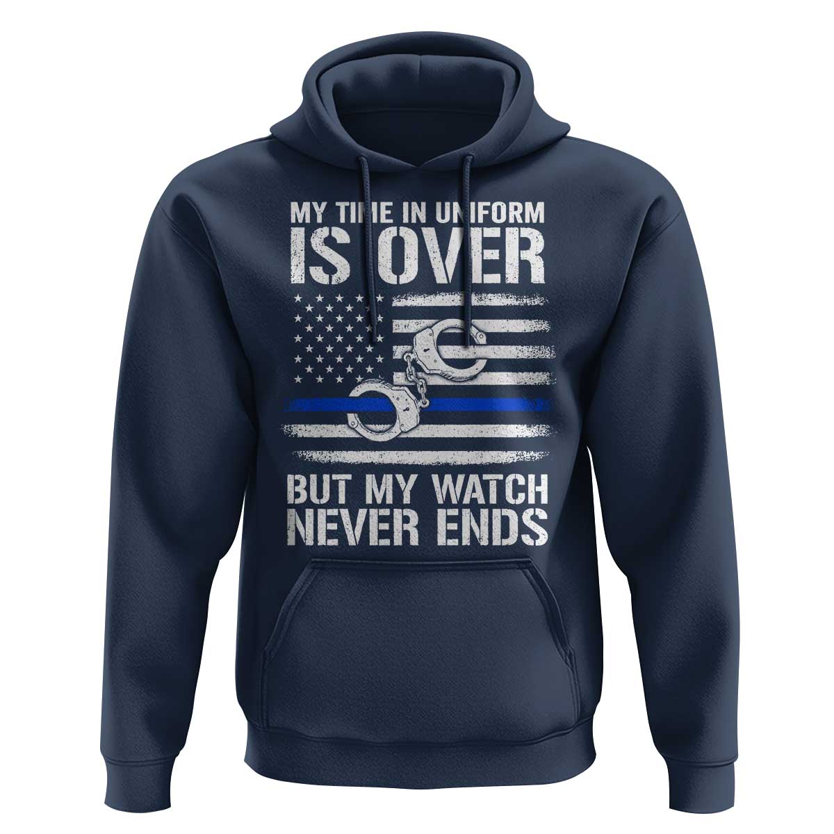 Police Retirement Hoodie Handcuffs US Flag Retired Police Graphic
