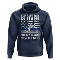 Police Retirement Hoodie Handcuffs US Flag Retired Police Graphic