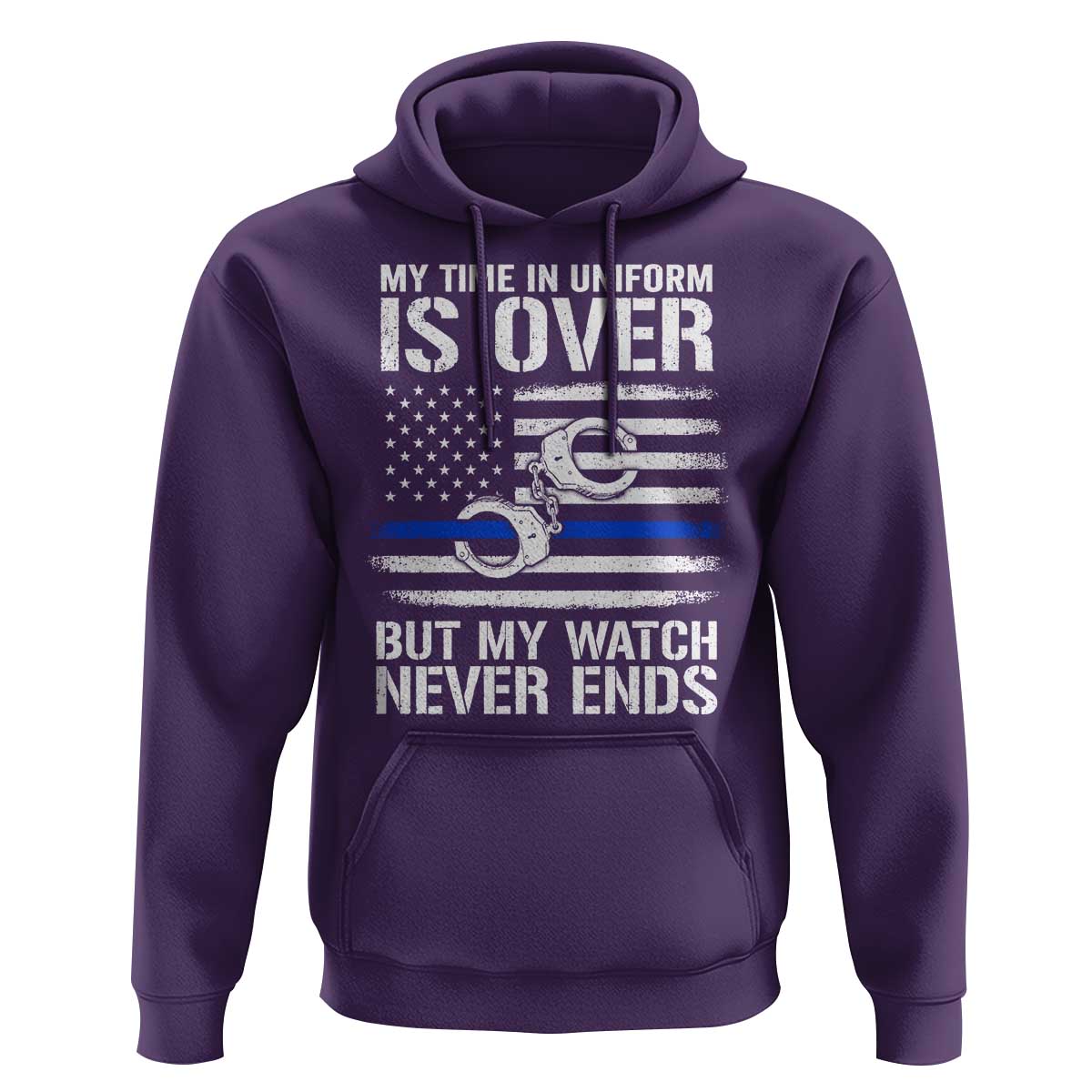 Police Retirement Hoodie Handcuffs US Flag Retired Police Graphic