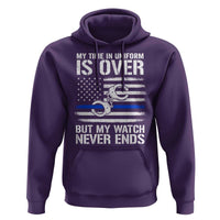 Police Retirement Hoodie Handcuffs US Flag Retired Police Graphic