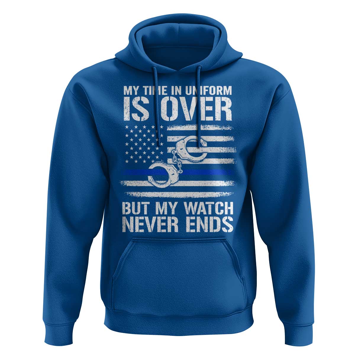 Police Retirement Hoodie Handcuffs US Flag Retired Police Graphic