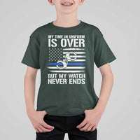Police Retirement T Shirt For Kid Handcuffs US Flag Retired Police Graphic
