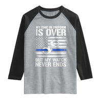 Police Retirement Raglan Shirt Handcuffs US Flag Retired Police Graphic