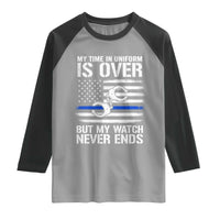 Police Retirement Raglan Shirt Handcuffs US Flag Retired Police Graphic