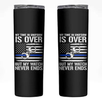 Police Retirement Skinny Tumbler Handcuffs US Flag Retired Police Graphic