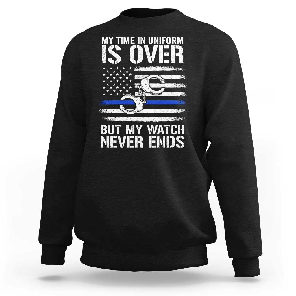Police Retirement Sweatshirt Handcuffs US Flag Retired Police Graphic