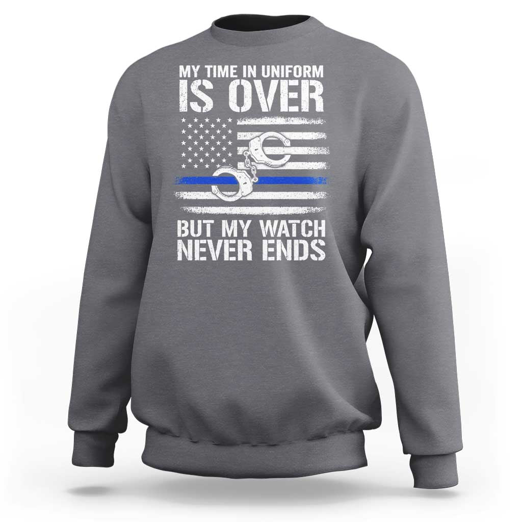 Police Retirement Sweatshirt Handcuffs US Flag Retired Police Graphic