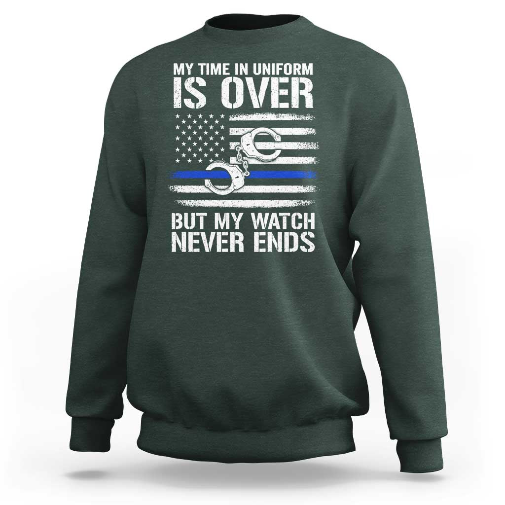Police Retirement Sweatshirt Handcuffs US Flag Retired Police Graphic