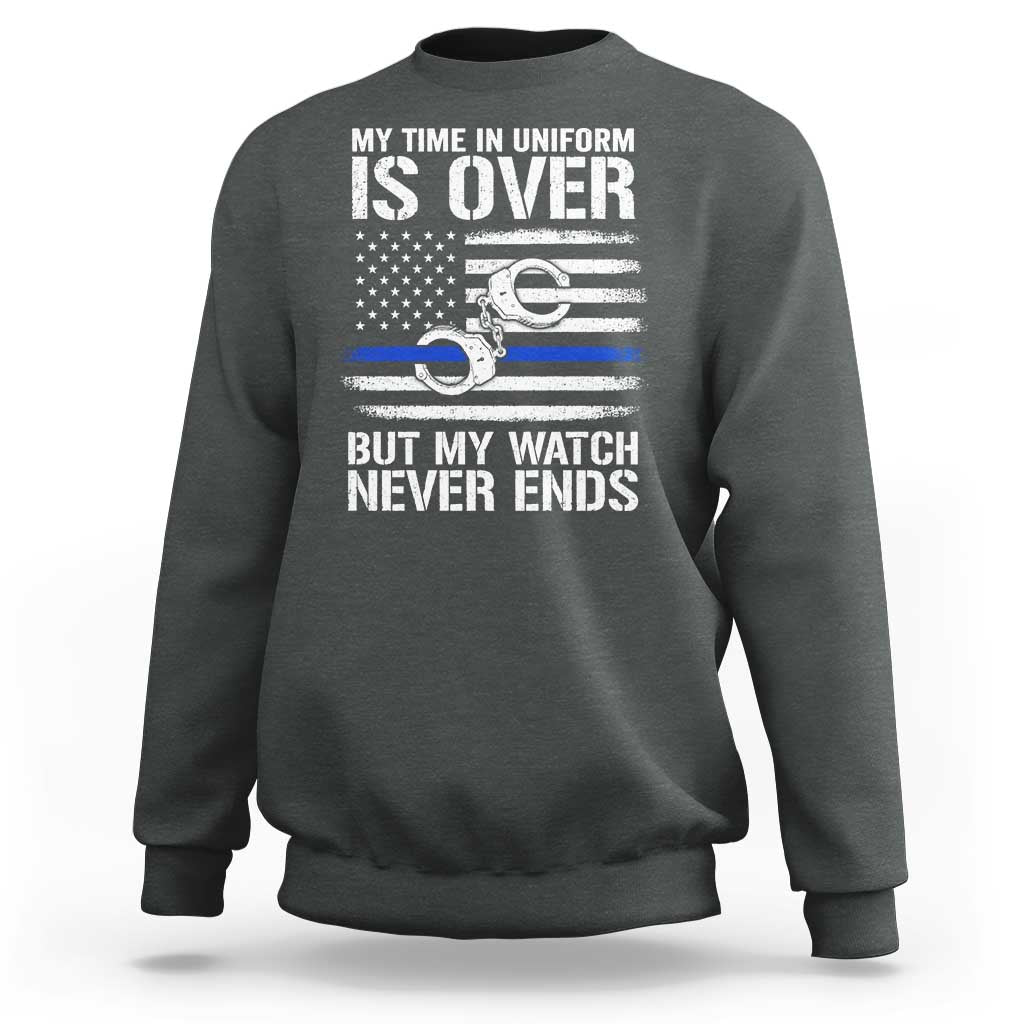 Police Retirement Sweatshirt Handcuffs US Flag Retired Police Graphic