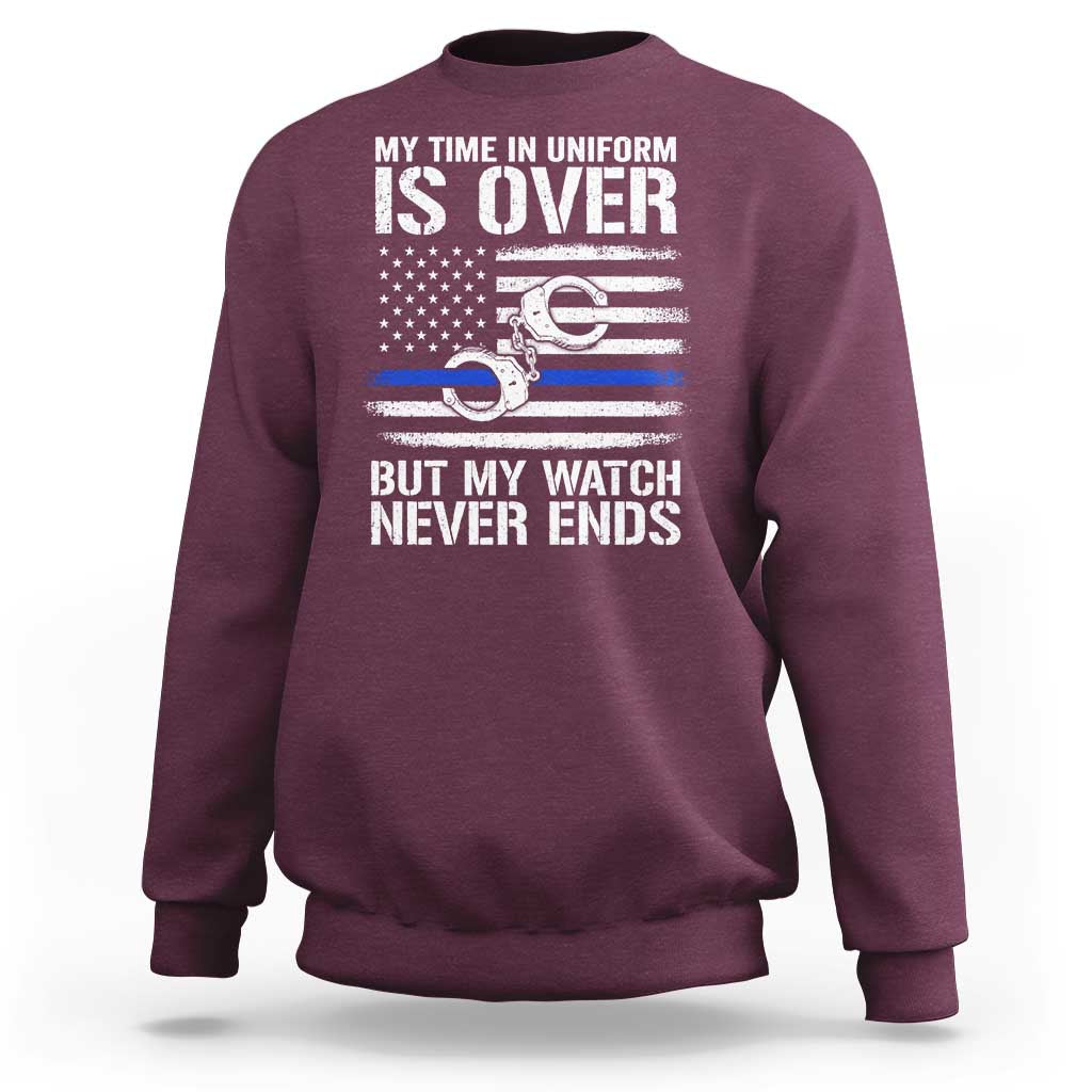 Police Retirement Sweatshirt Handcuffs US Flag Retired Police Graphic
