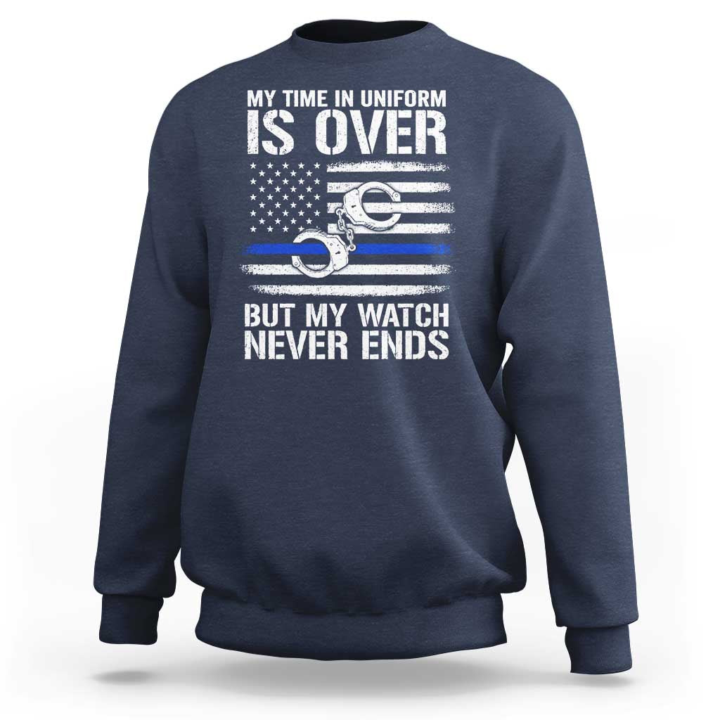 Police Retirement Sweatshirt Handcuffs US Flag Retired Police Graphic