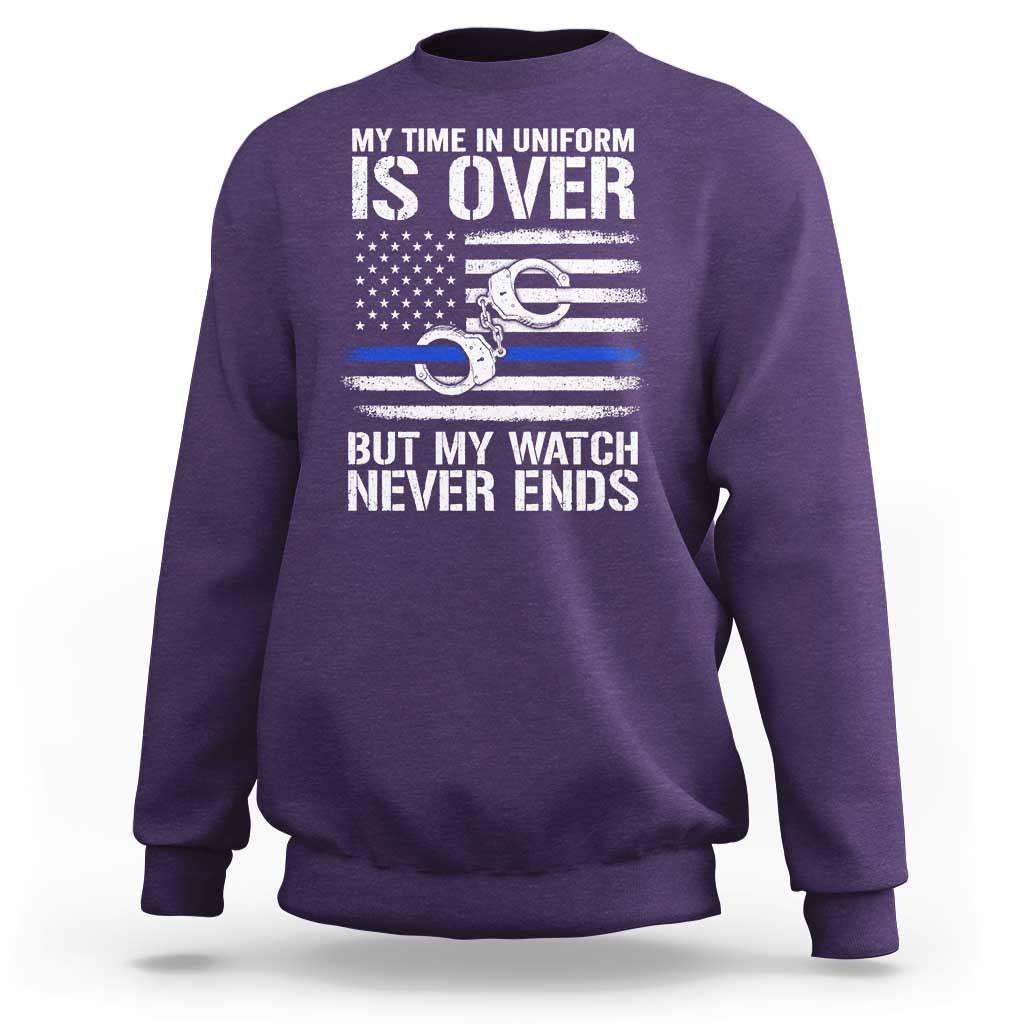 Police Retirement Sweatshirt Handcuffs US Flag Retired Police Graphic