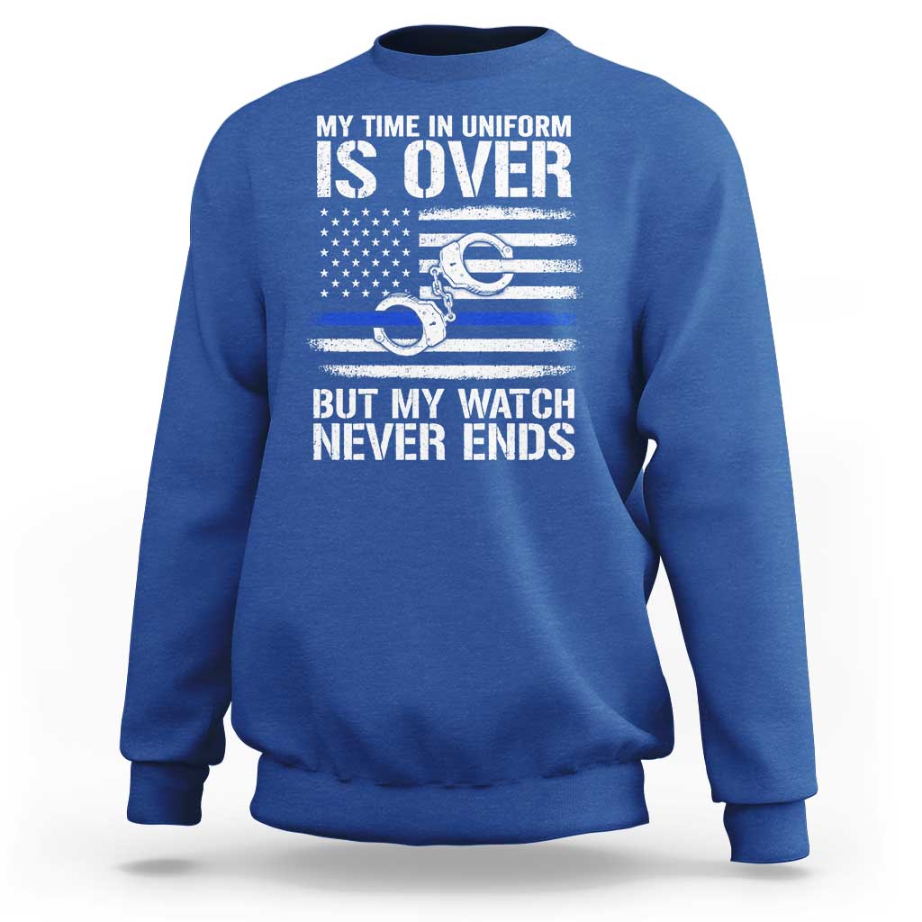 Police Retirement Sweatshirt Handcuffs US Flag Retired Police Graphic