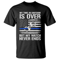Police Retirement T Shirt Handcuffs US Flag Retired Police Graphic