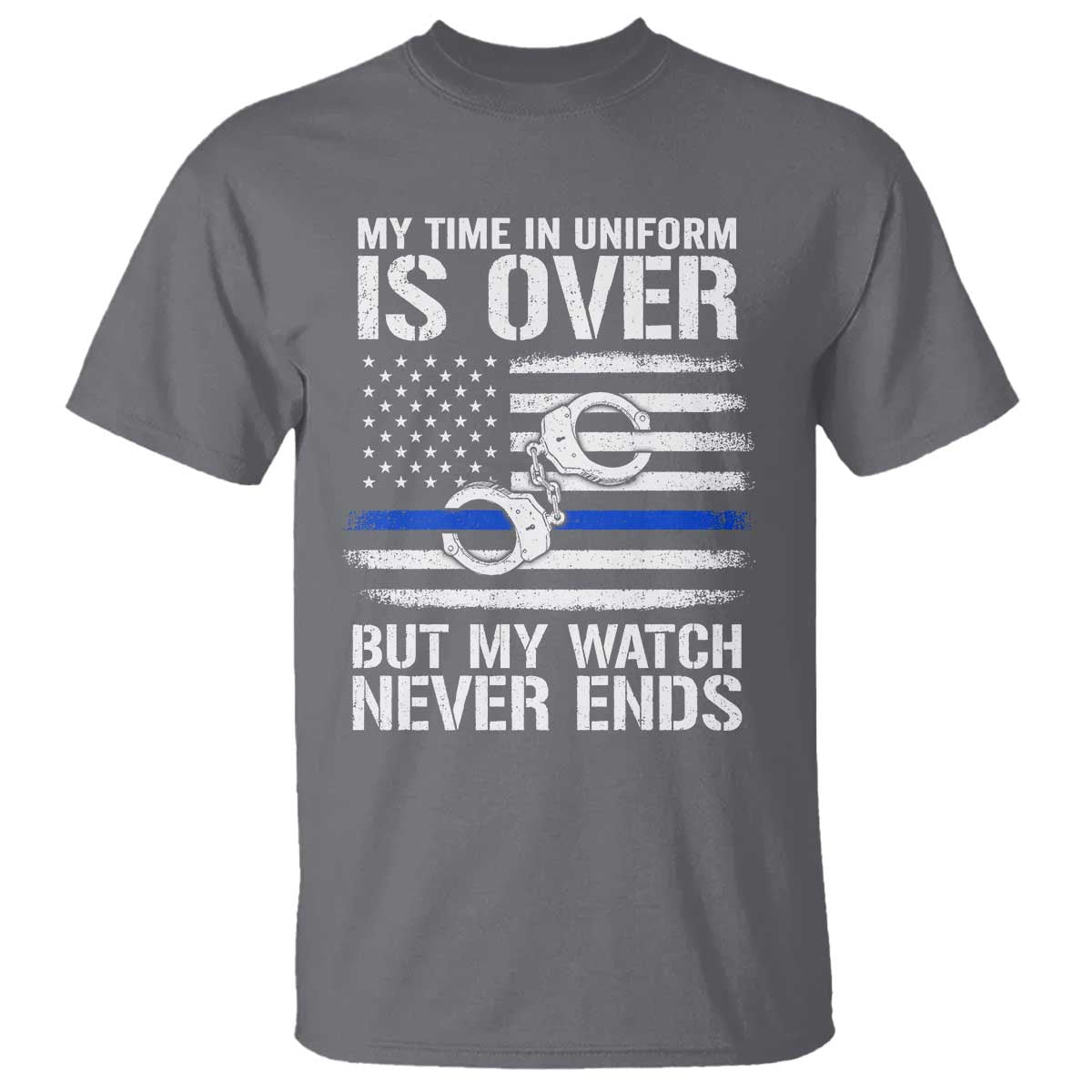 Police Retirement T Shirt Handcuffs US Flag Retired Police Graphic