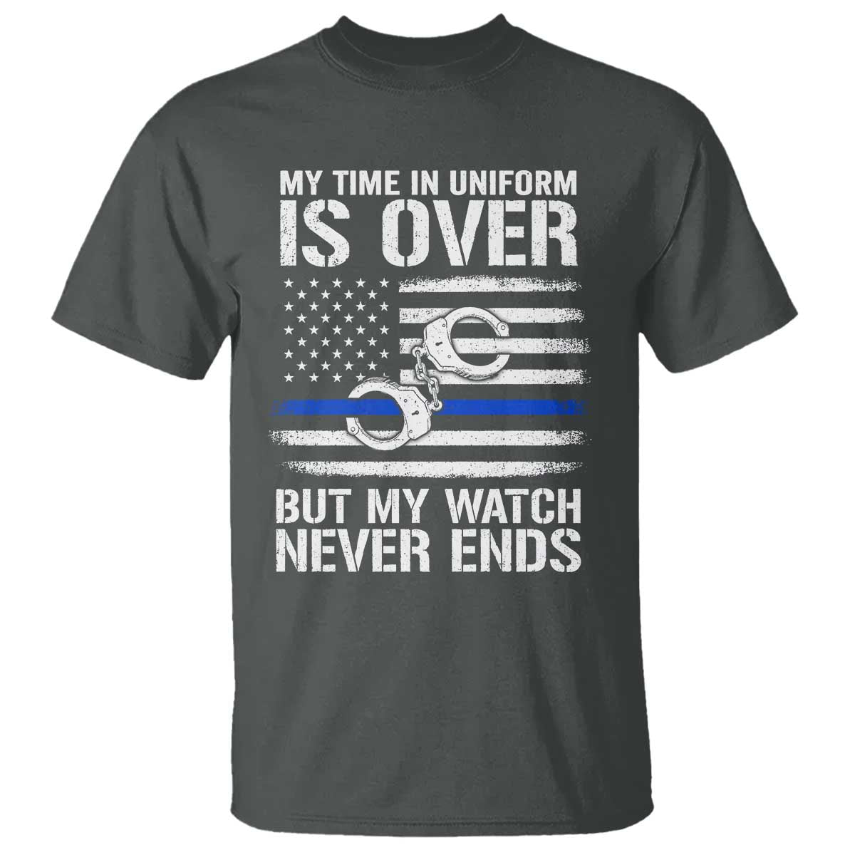 Police Retirement T Shirt Handcuffs US Flag Retired Police Graphic