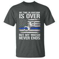 Police Retirement T Shirt Handcuffs US Flag Retired Police Graphic