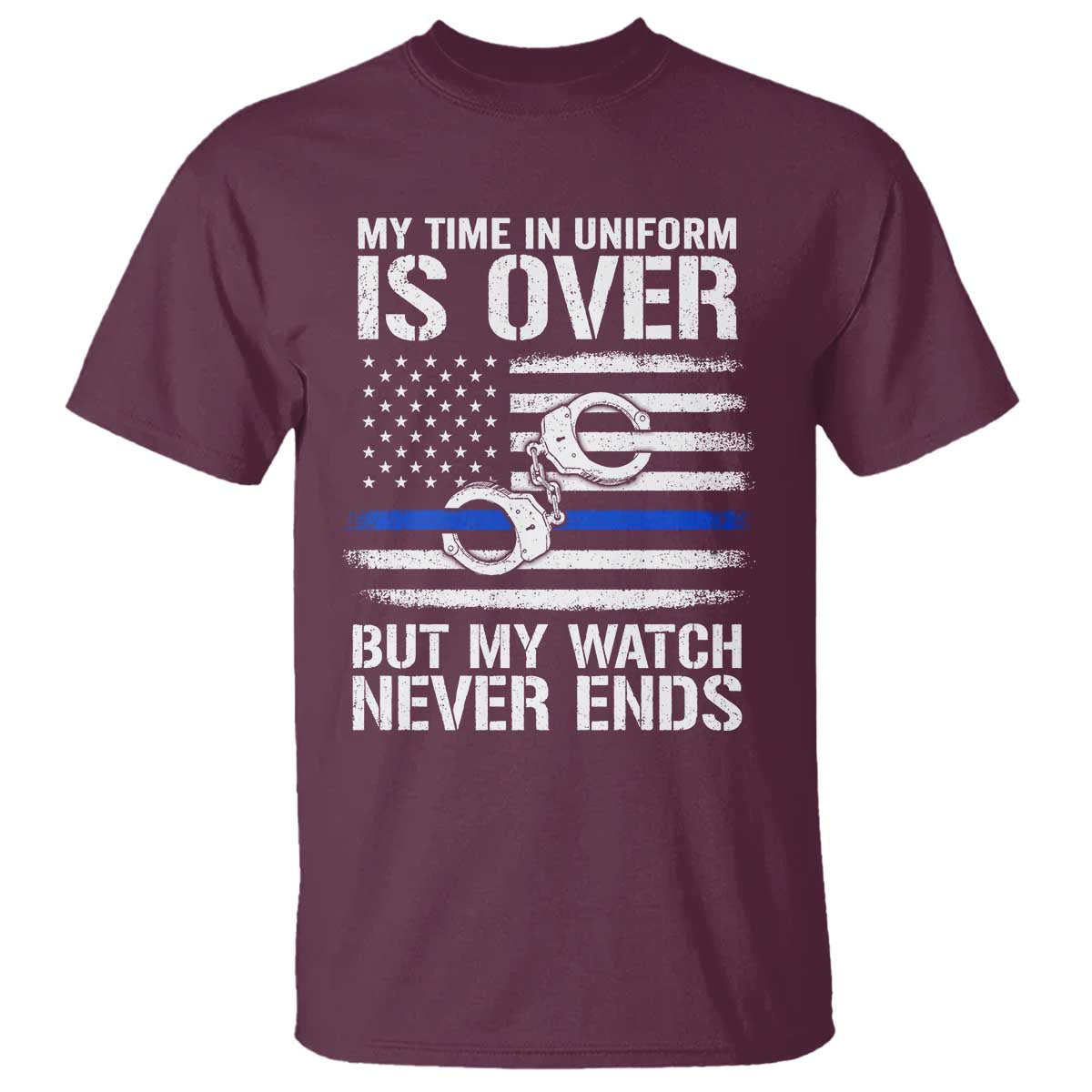 Police Retirement T Shirt Handcuffs US Flag Retired Police Graphic