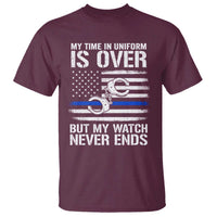 Police Retirement T Shirt Handcuffs US Flag Retired Police Graphic