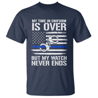Police Retirement T Shirt Handcuffs US Flag Retired Police Graphic