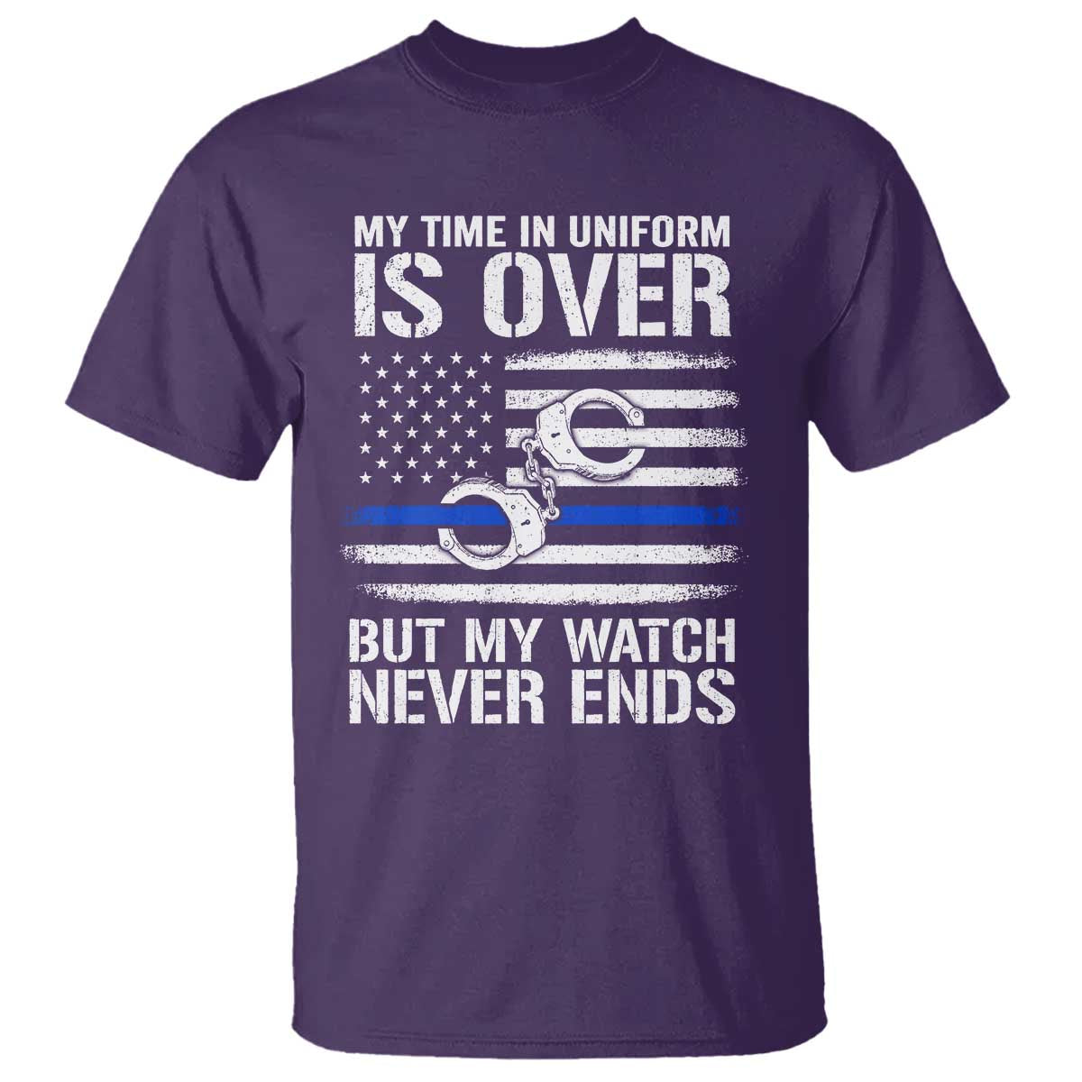 Police Retirement T Shirt Handcuffs US Flag Retired Police Graphic