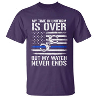 Police Retirement T Shirt Handcuffs US Flag Retired Police Graphic