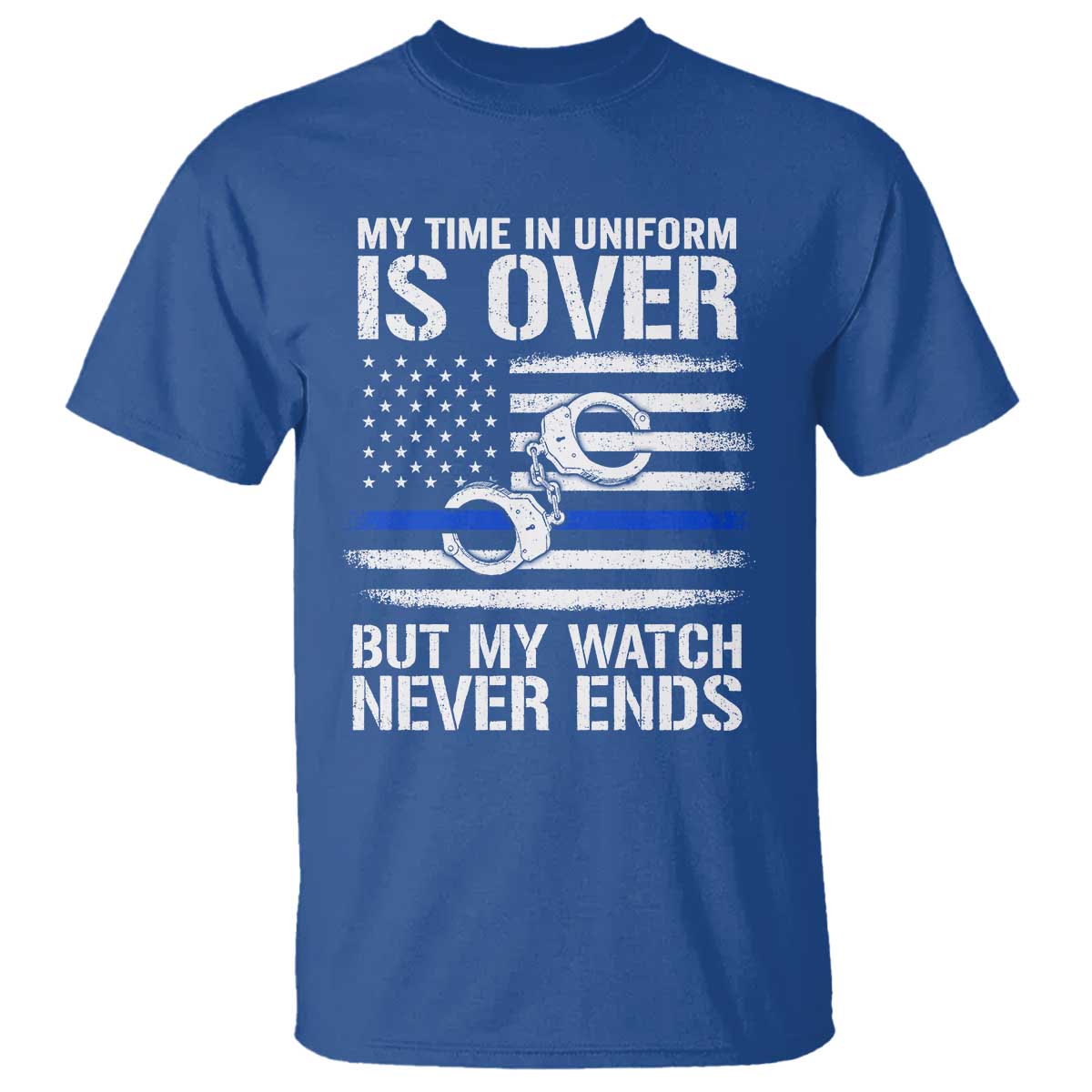 Police Retirement T Shirt Handcuffs US Flag Retired Police Graphic