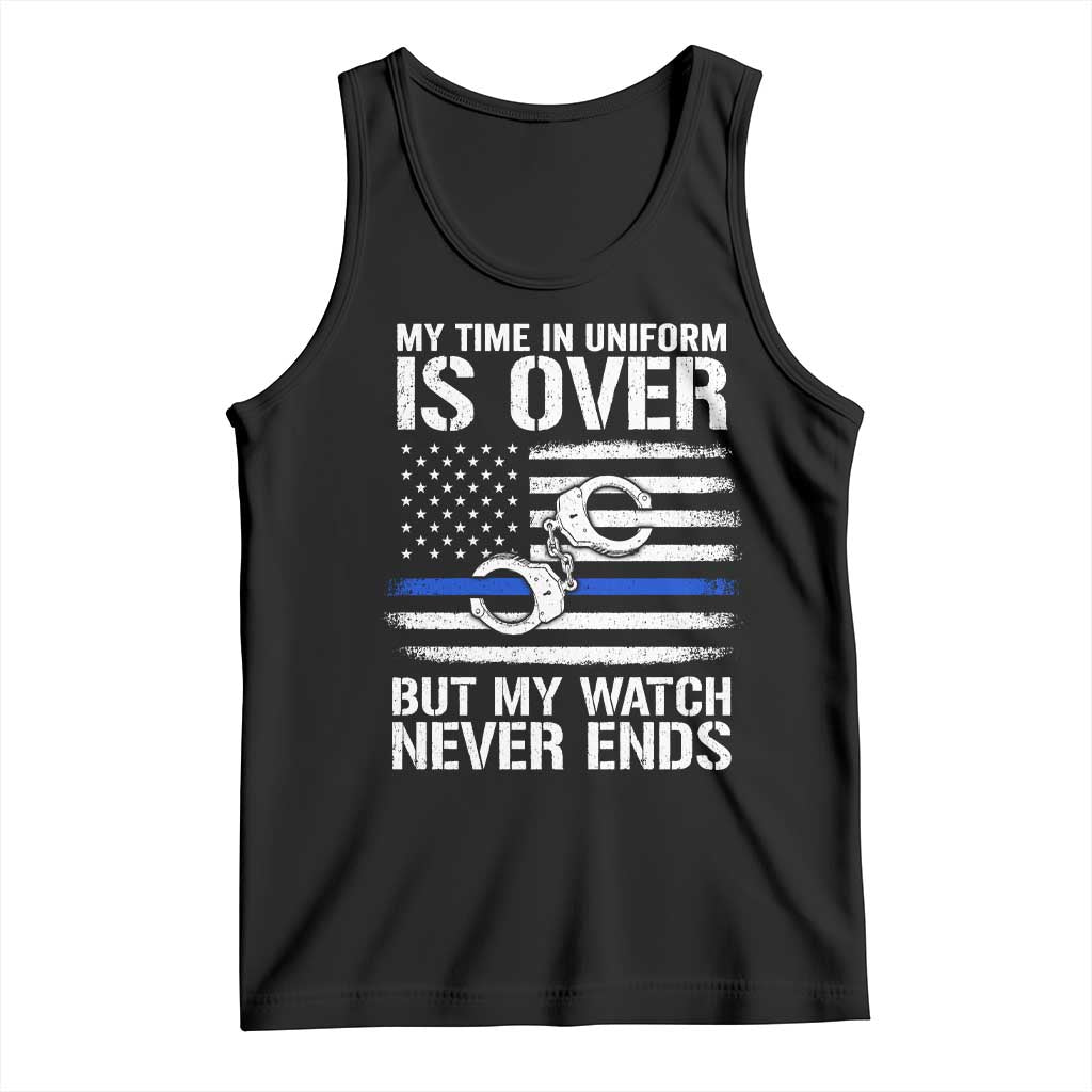 Police Retirement Tank Top Handcuffs US Flag Retired Police Graphic
