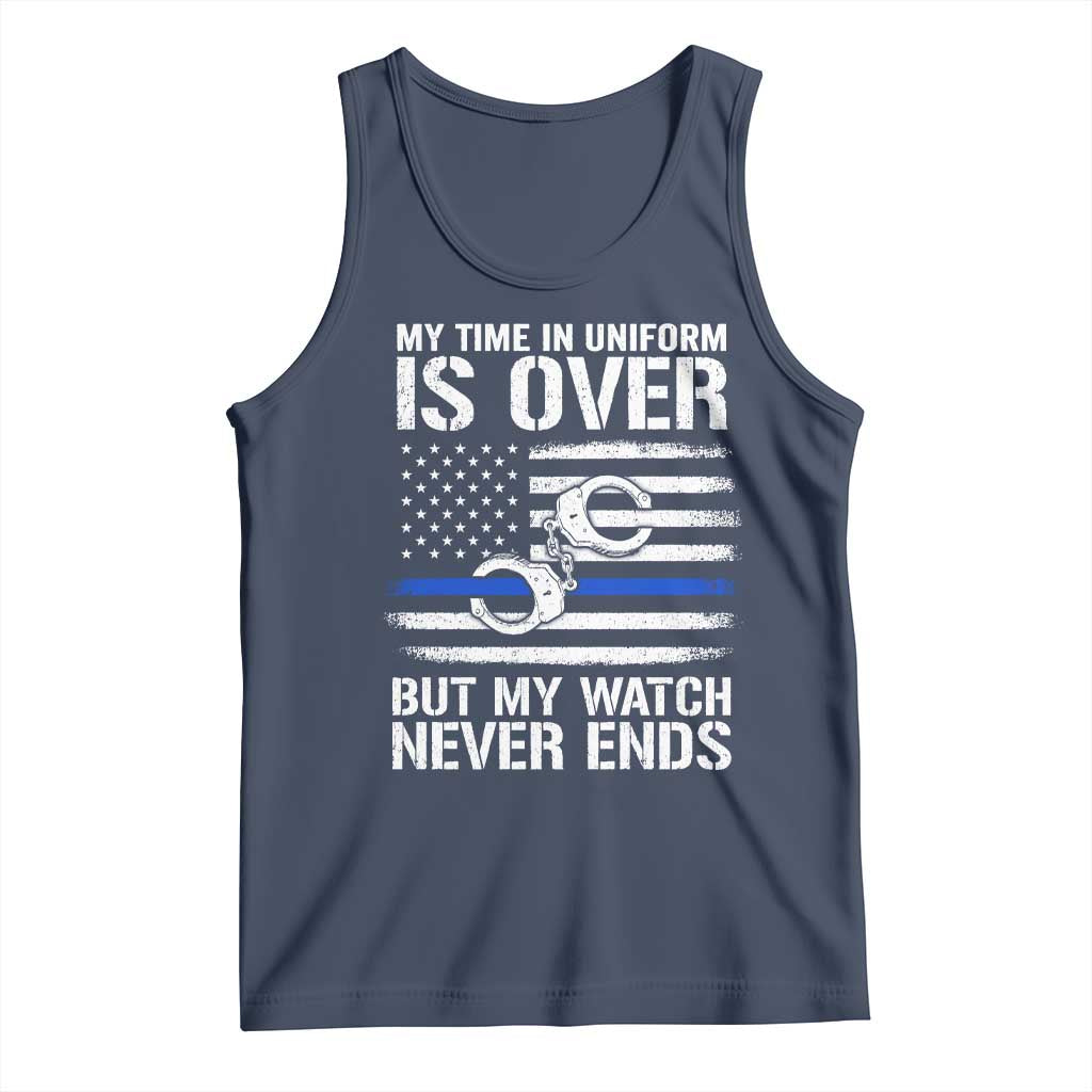 Police Retirement Tank Top Handcuffs US Flag Retired Police Graphic