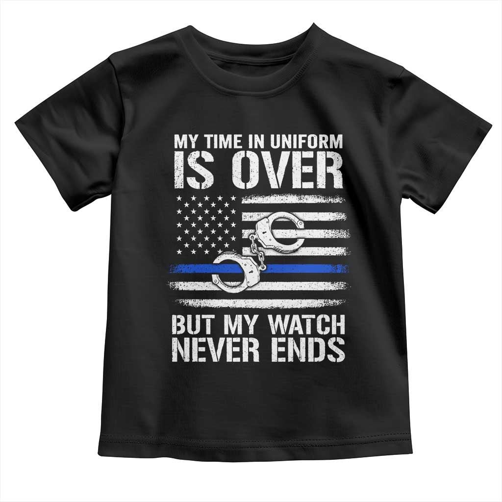 Police Retirement Toddler T Shirt Handcuffs US Flag Retired Police Graphic