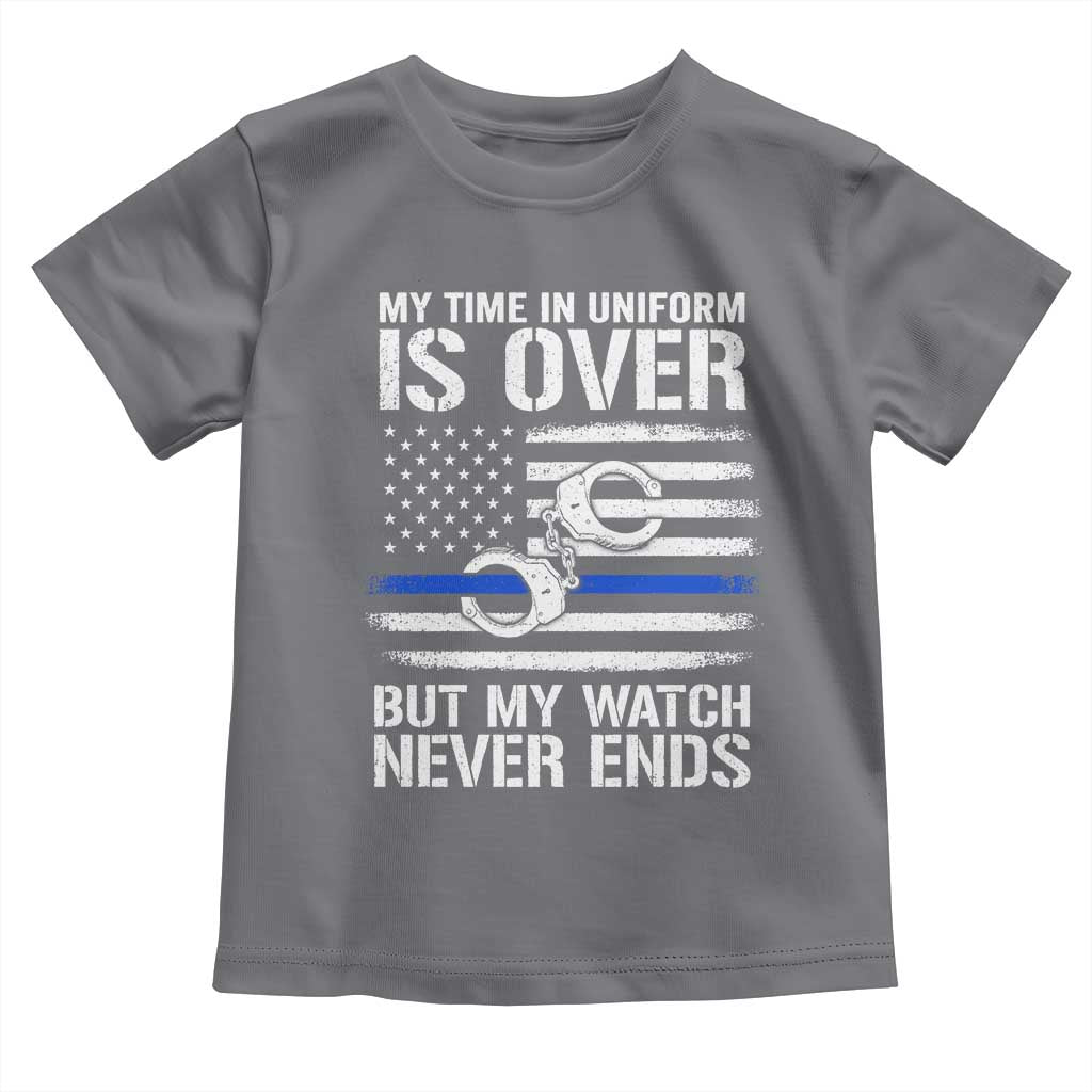 Police Retirement Toddler T Shirt Handcuffs US Flag Retired Police Graphic