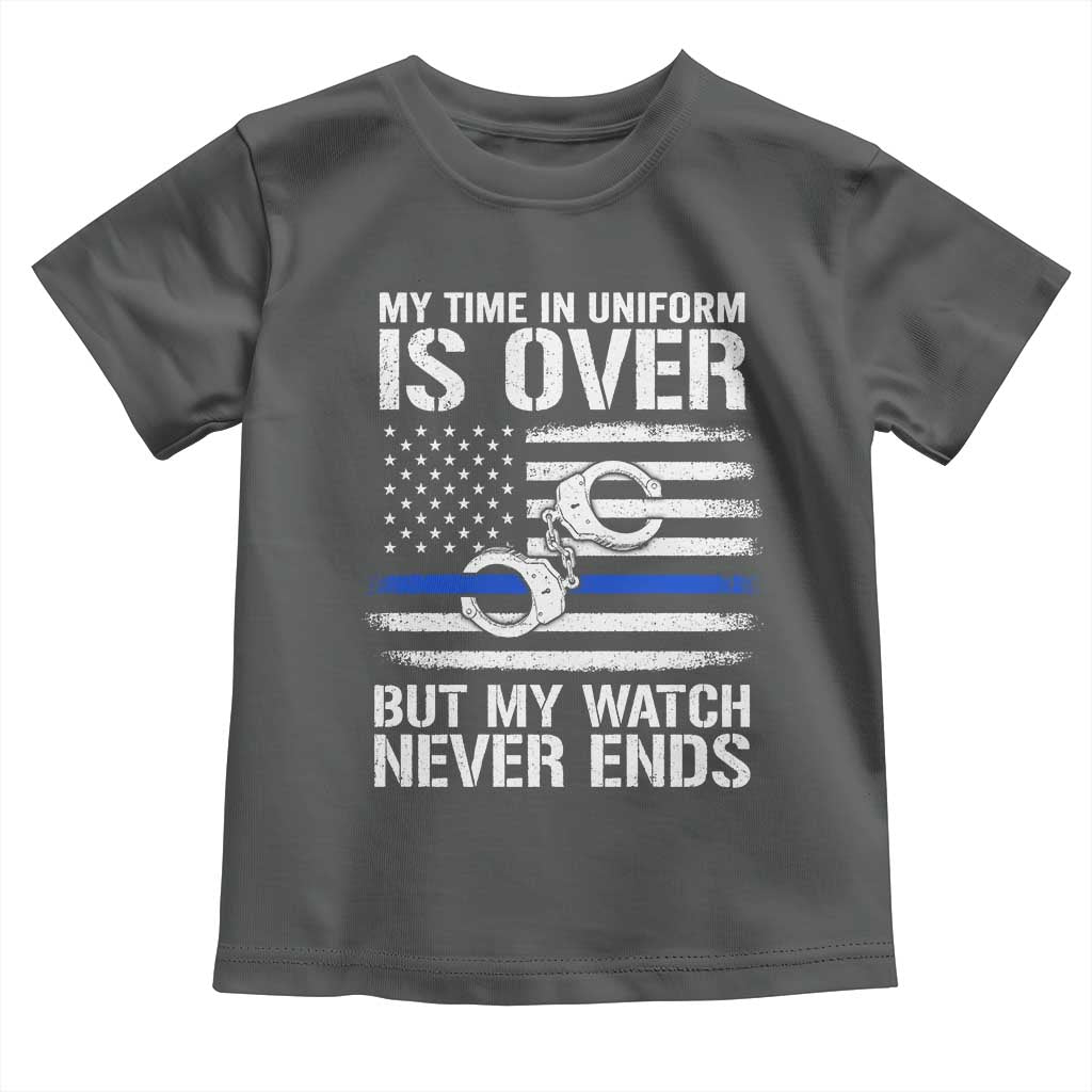 Police Retirement Toddler T Shirt Handcuffs US Flag Retired Police Graphic
