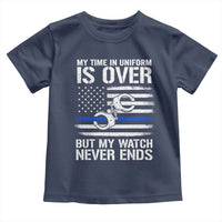 Police Retirement Toddler T Shirt Handcuffs US Flag Retired Police Graphic