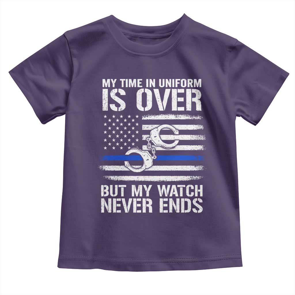Police Retirement Toddler T Shirt Handcuffs US Flag Retired Police Graphic