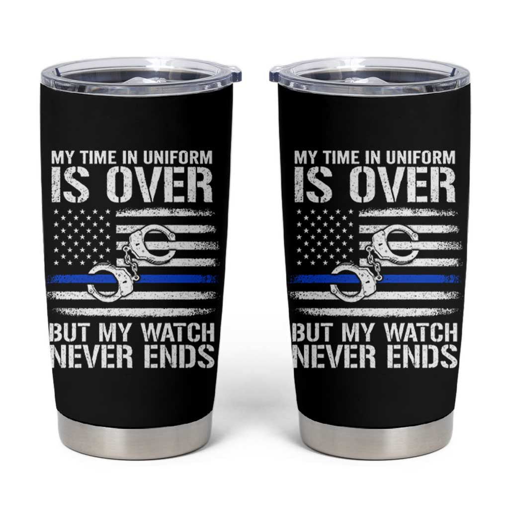 Police Retirement Tumbler Cup Handcuffs US Flag Retired Police Graphic
