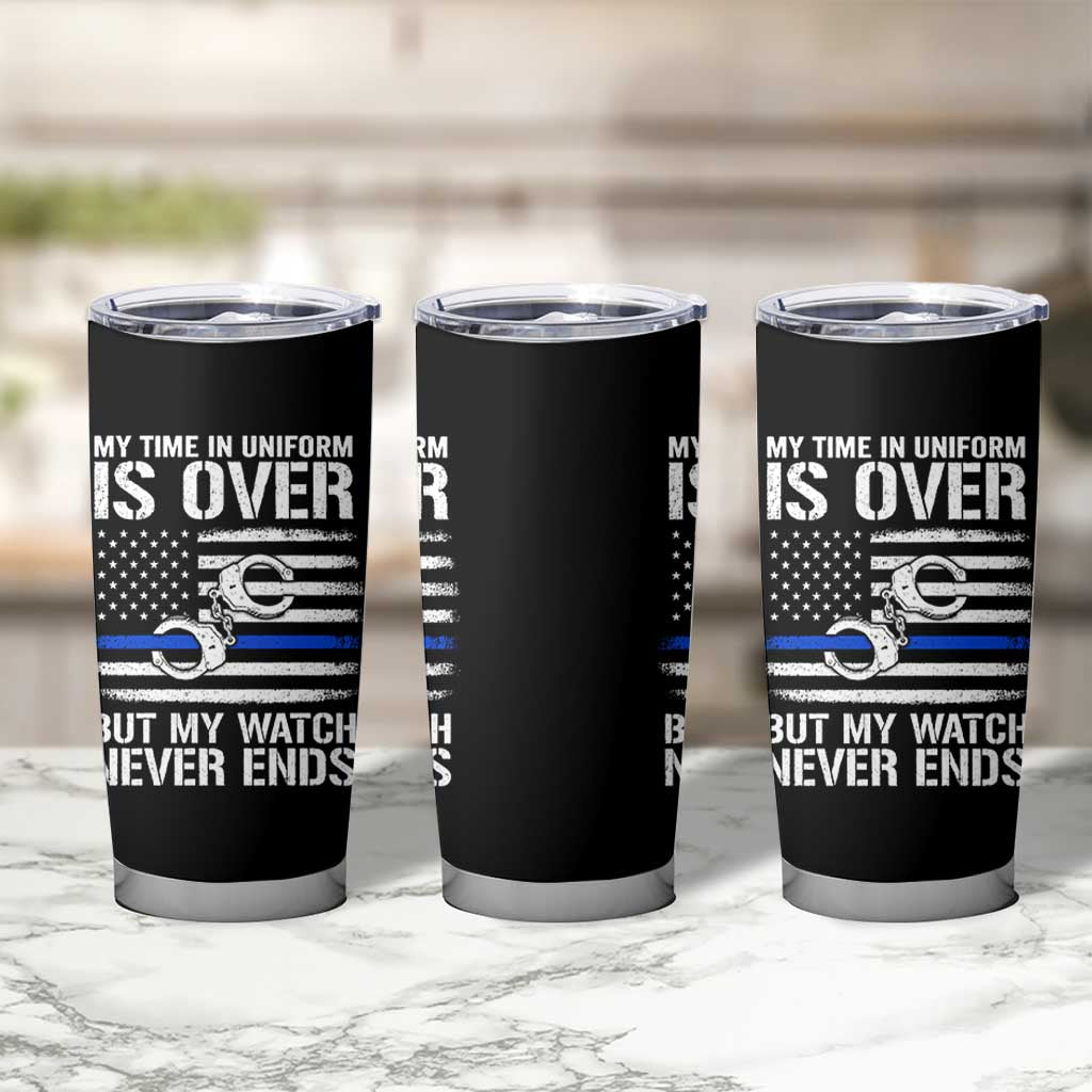 Police Retirement Tumbler Cup Handcuffs US Flag Retired Police Graphic