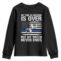 Police Retirement Youth Sweatshirt Handcuffs US Flag Retired Police Graphic